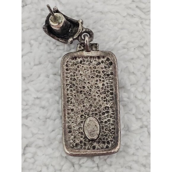 Vintage Silver & Mother of Pearl Rectangular Drop Earrings - Picture 2 of 7